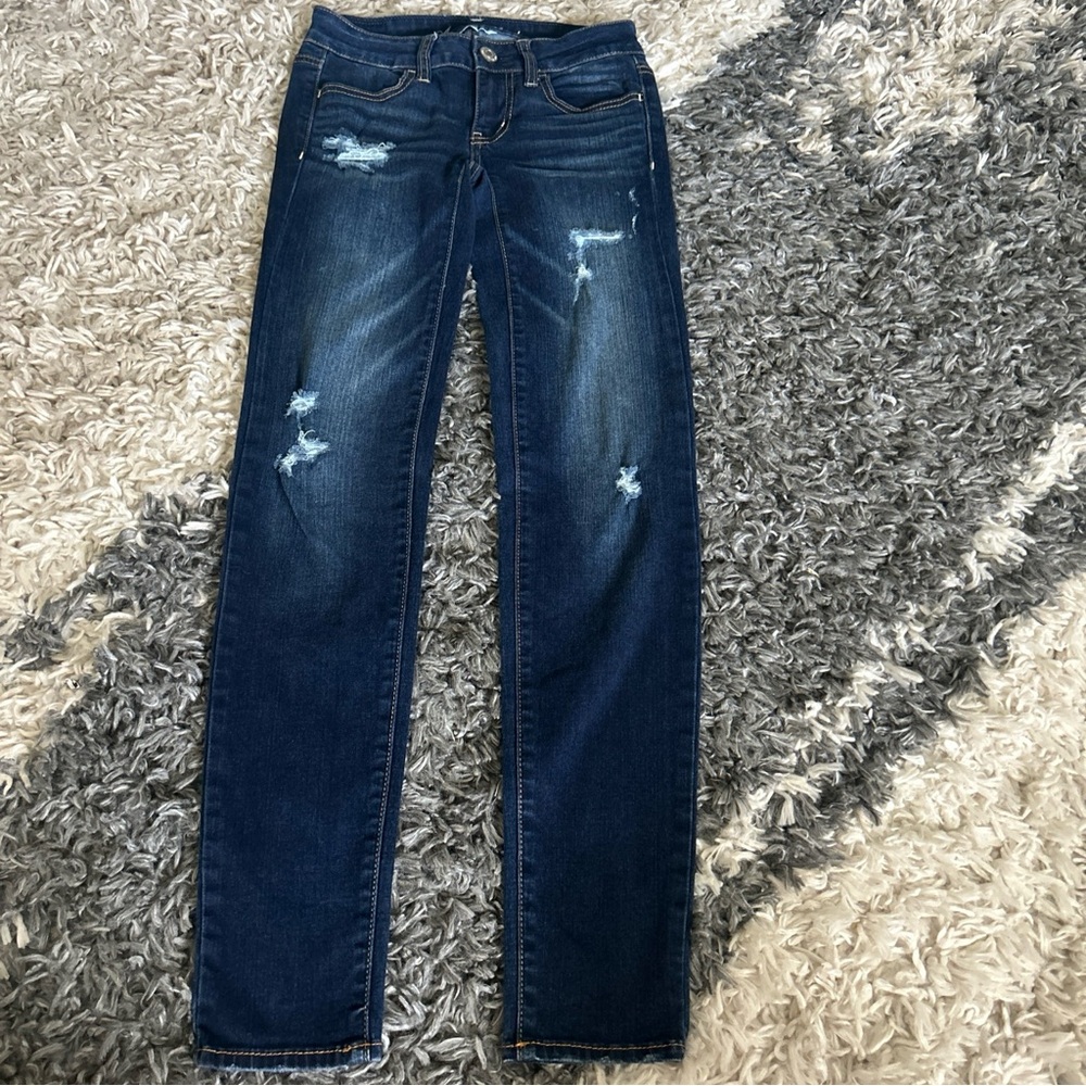 American Eagle Women's Jegging Super Stretch Blue Denim Jean  Size 00 regular